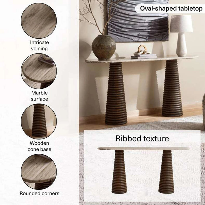 Trevi Console Table Marble - Beige & Brown