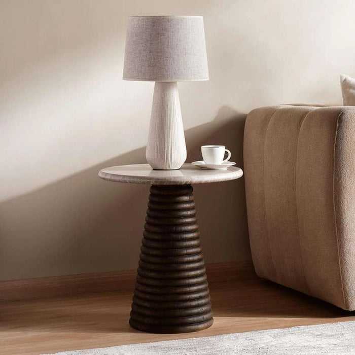 Trevi End Table Marble - Beige & Brown