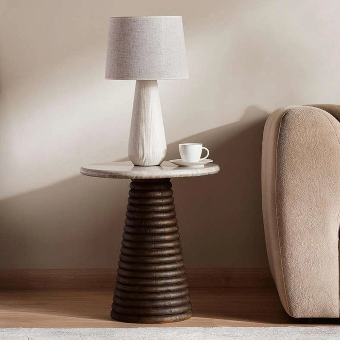 Trevi End Table Marble - Beige & Brown