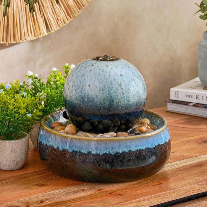 Trevor Porcelain Table Fountain 21X21X23Cm- Blue