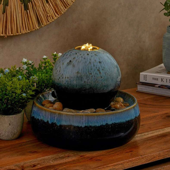 Trevor Porcelain Table Fountain 21X21X23Cm- Blue