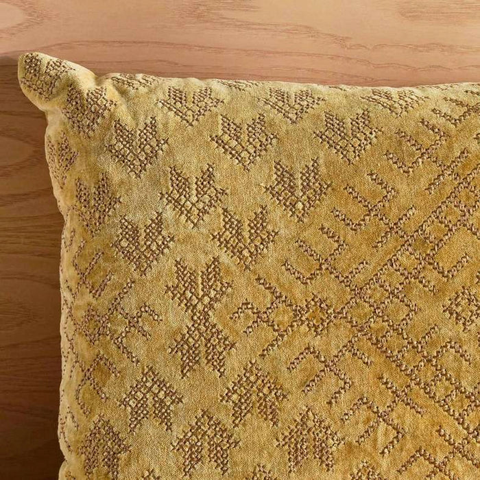 Trimaze Embroidered Velvet Filled Cushion 35X60Cm - Gold