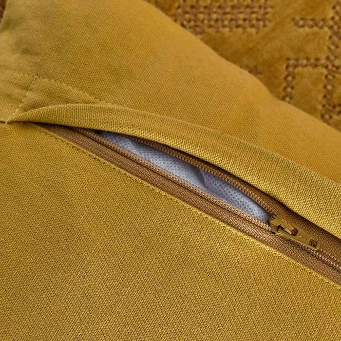 Trimaze Embroidered Velvet Filled Cushion 45X45Cm - Gold