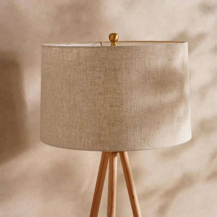 Tripod E27 Wooden Floor Lamp Dia 45X157.5Cm - Brushed Gold