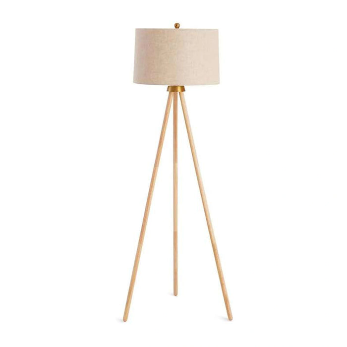 Tripod E27 Wooden Floor Lamp Dia 45X157.5Cm - Brushed Gold