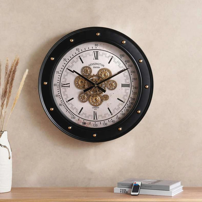 Tronix Vintage Gear Clock With Led Light Dia 60Cm - Brown