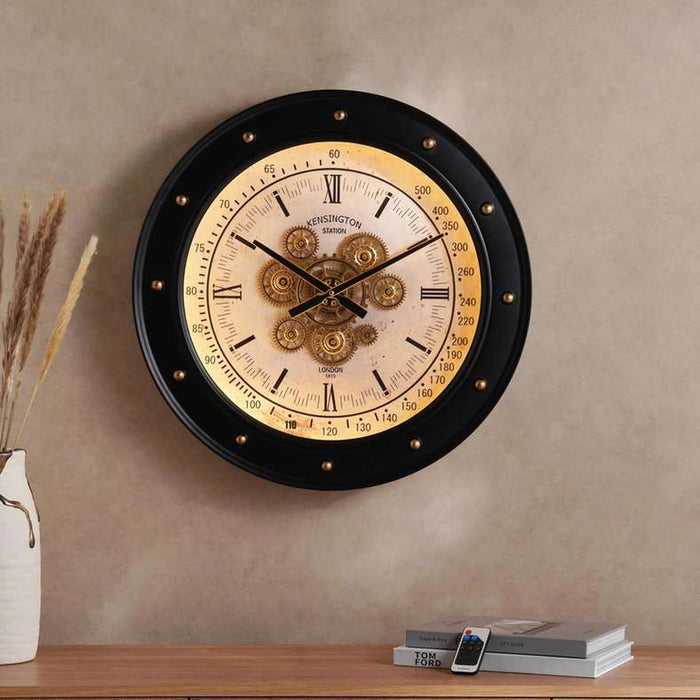 Tronix Vintage Gear Clock With Led Light Dia 60Cm - Brown