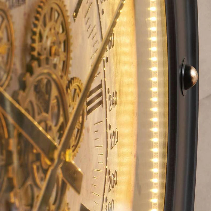 Tronix Vintage Gear Clock With Led Light Dia 60Cm - Brown