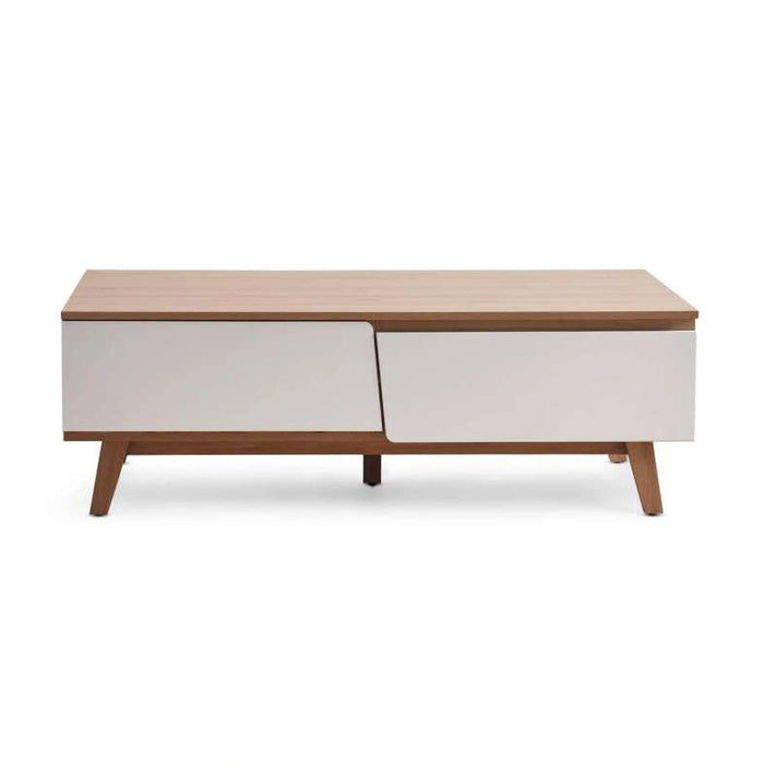 Troya Coffee Table With 2 Drawer Melamine - White Natural