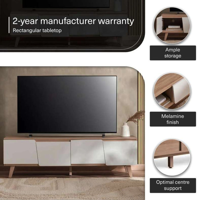 Troya Tv Unit Upto 60 Inches Melamine - White Natural