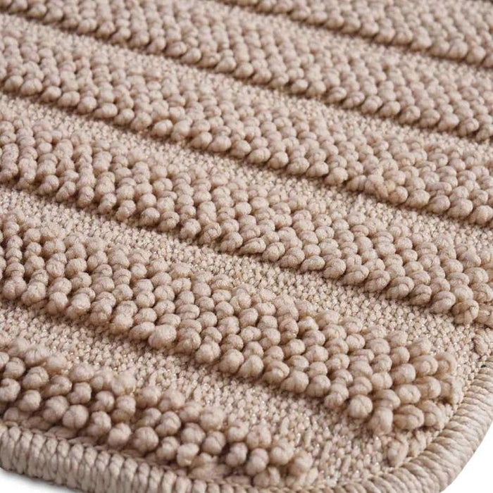 Trudo 2-Piece Stripe Comfy Bathmat Set- Beige Pan Home