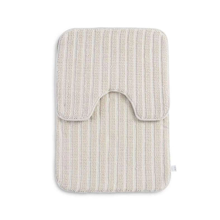 Trudo 2-Piece Stripe Comfy Bathmat Set - Cream