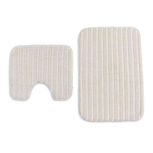 Trudo 2-Piece Stripe Comfy Bathmat Set - Cream PAN HOME