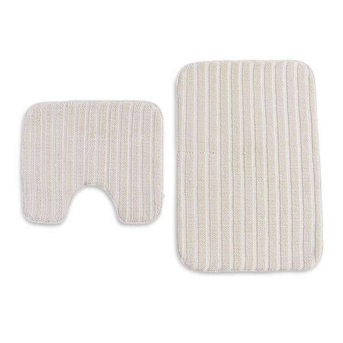 Trudo 2-Piece Stripe Comfy Bathmat Set - Cream