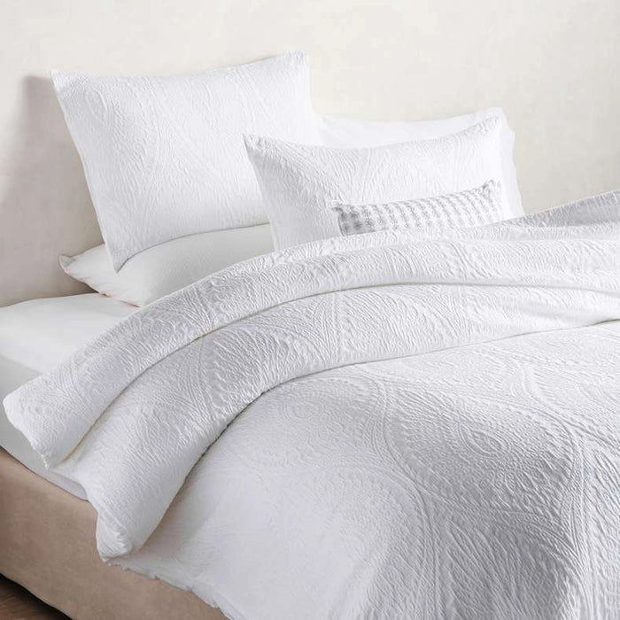Ttc Crinkle Paisley Textured 5-Piece Queen Comforter Set 200X240Cm - White
