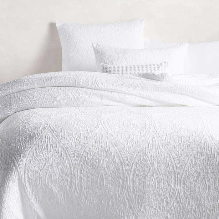 Ttc Crinkle Paisley Textured 5-Piece Queen Comforter Set 200X240Cm - White
