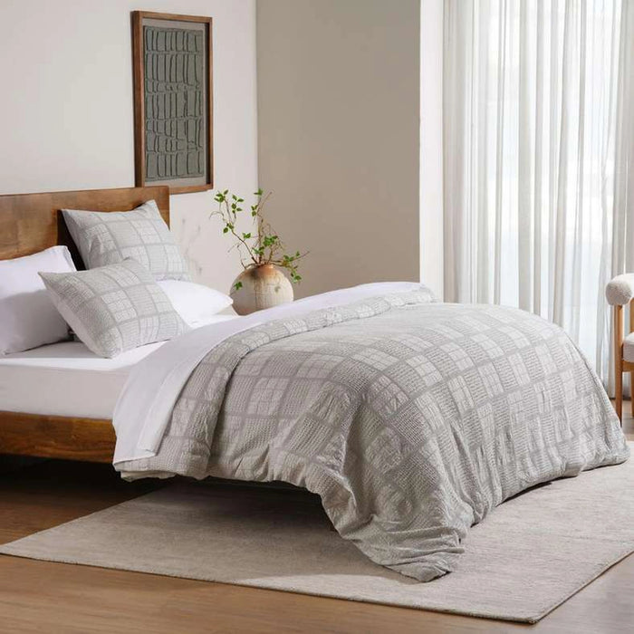 Ttc Shirley Waffle 3-Piece Queen Comforter Set 200X240Cm - Quite Grey
