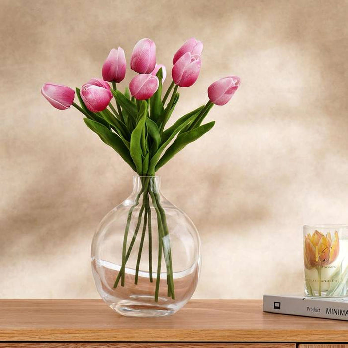 Tulip Artificial Flower 10Pcs Set H34Cm - Pink
