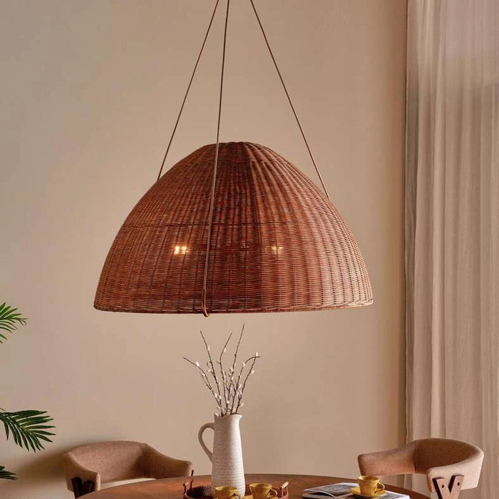 Turffy 3-Light E27 Rattan Pendant Lamp Dia 102X112Cm - Natural