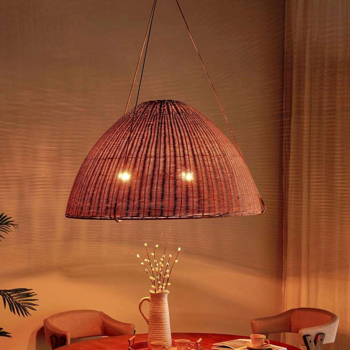 Turffy 3-Light E27 Rattan Pendant Lamp Dia 102X112Cm - Natural