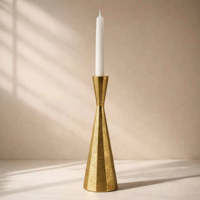 Twyla Metal Textured Tapered Candle Holder 6.5X6.5X26Cm - Gold
