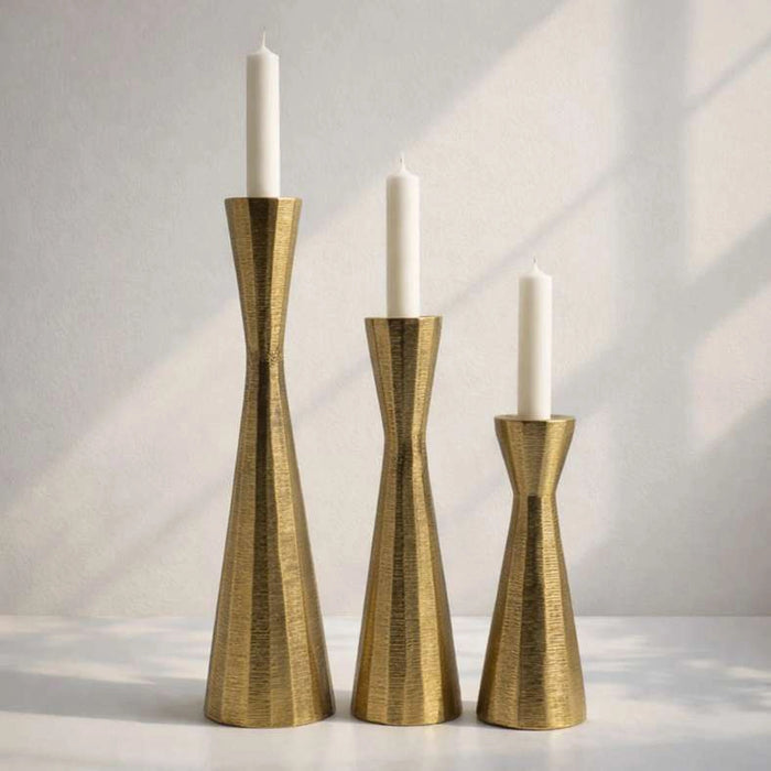 Twyla Metal Textured Tapered Candle Holder 6.5X6.5X26Cm - Gold