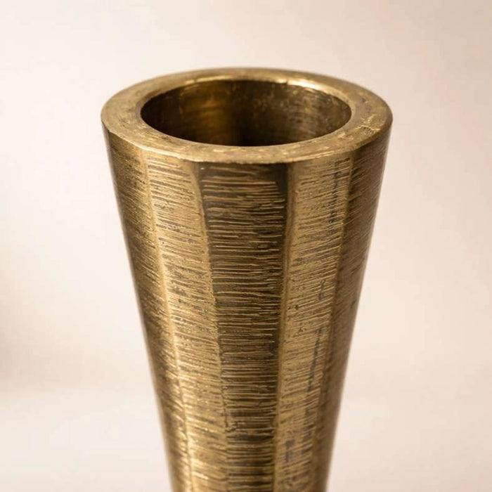Twyla Metal Textured Tapered Candle Holder 7.5X7.5X30.5Cm - Gold