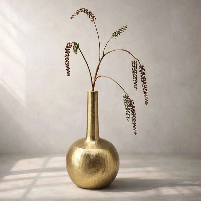 Twyla Metal Textured Vase With Slim Neck 18X18X32Cm - Gold