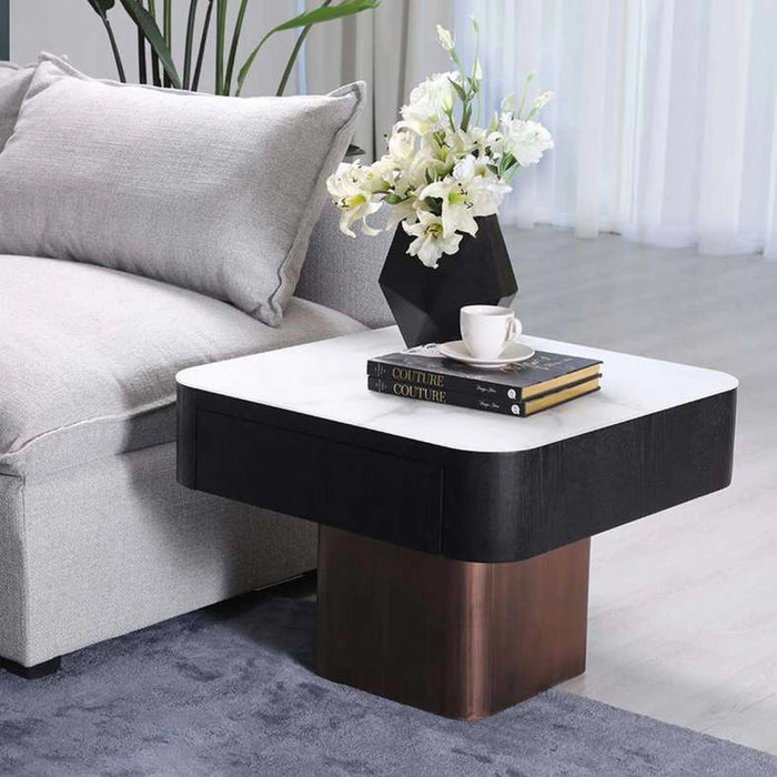 Tydus End Table - White Black