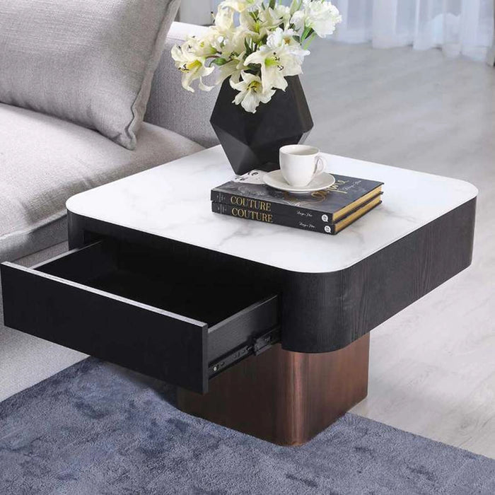 Tydus End Table - White Black