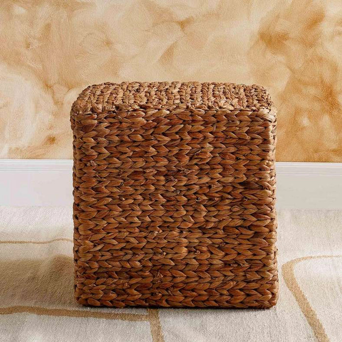 Tylan Water Hyacinth Square Cube Pouf 40X40X40Cm- Natural