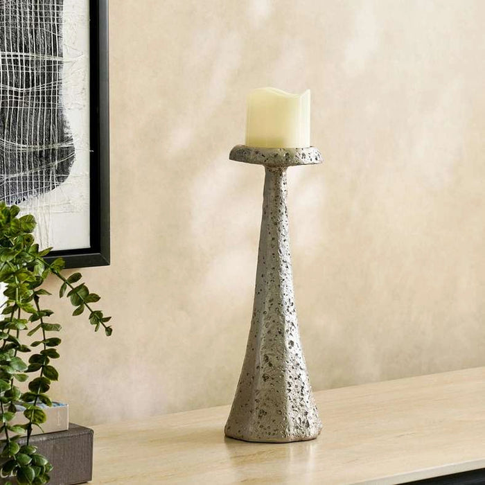Tylda Polyresin Candle Holder Dia11Xh32.5 - Silver