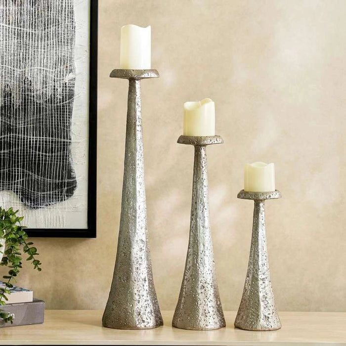 Tylda Polyresin Candle Holder Dia11Xh32.5 - Silver