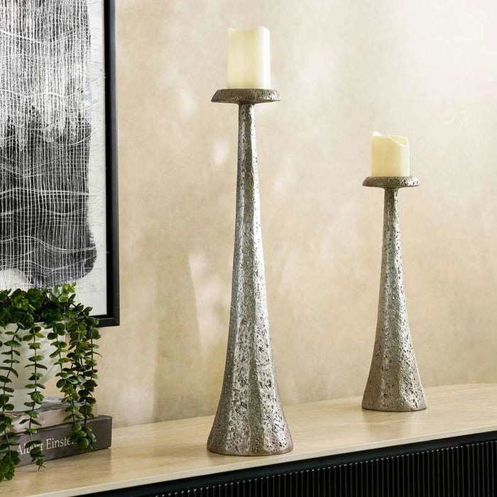 Tylda Polyresin Candle Holder Dia15Xh61Cm - Silver