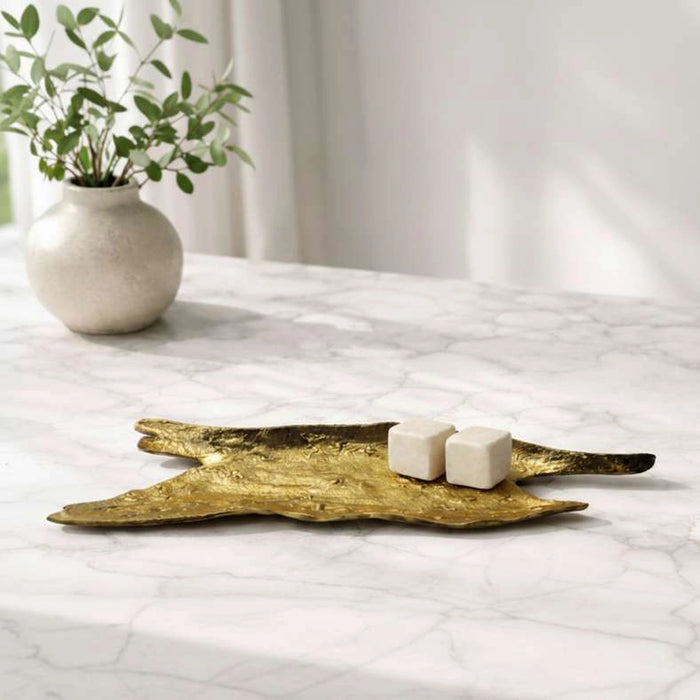Tyrell Metal Tree Bark Decor Tray 60X15X5Cm - Gold