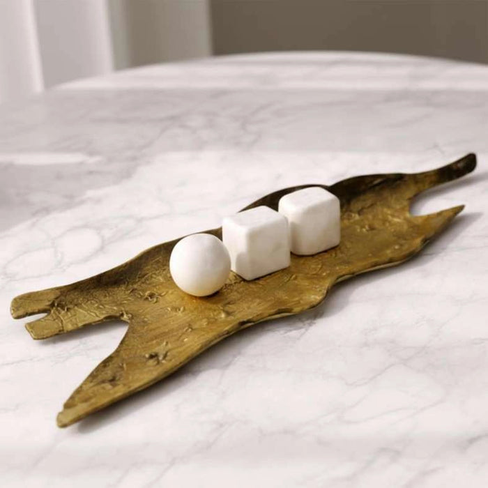 Tyrell Metal Tree Bark Decor Tray 70X18X5Cm - Gold