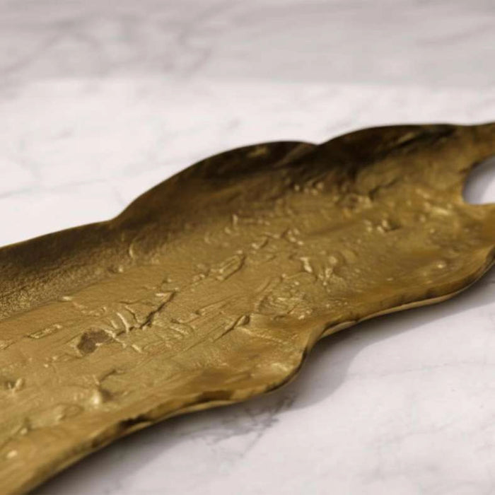 Tyrell Metal Tree Bark Decor Tray 70X18X5Cm - Gold