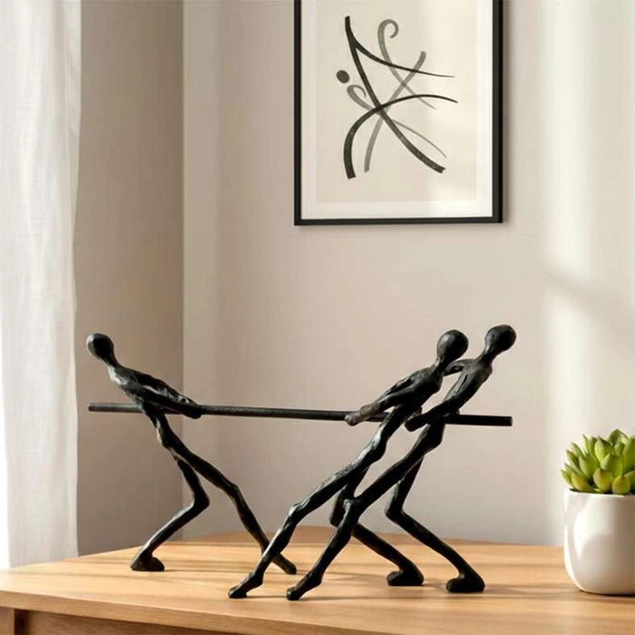 Tyrion Metal 3 Man Rowing Stick Sculpture 30X10X33Cm - Black