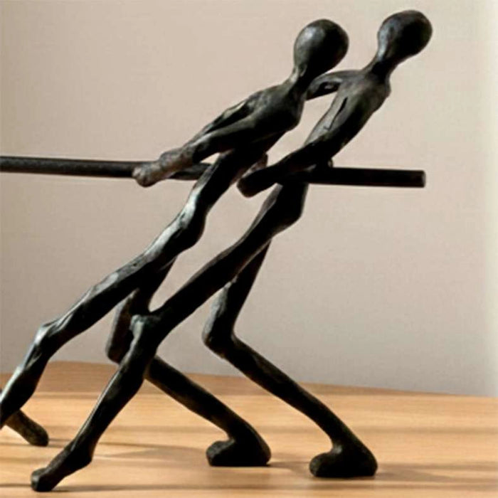 Tyrion Metal 3 Man Rowing Stick Sculpture 30X10X33Cm - Black