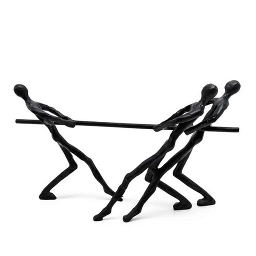 Tyrion Metal 3 Man Rowing Stick Sculpture 30X10X33Cm - Black PAN HOME