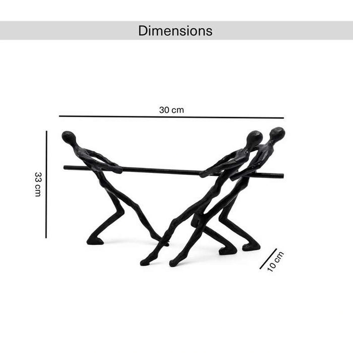 Tyrion Metal 3 Man Rowing Stick Sculpture 30X10X33Cm - Black