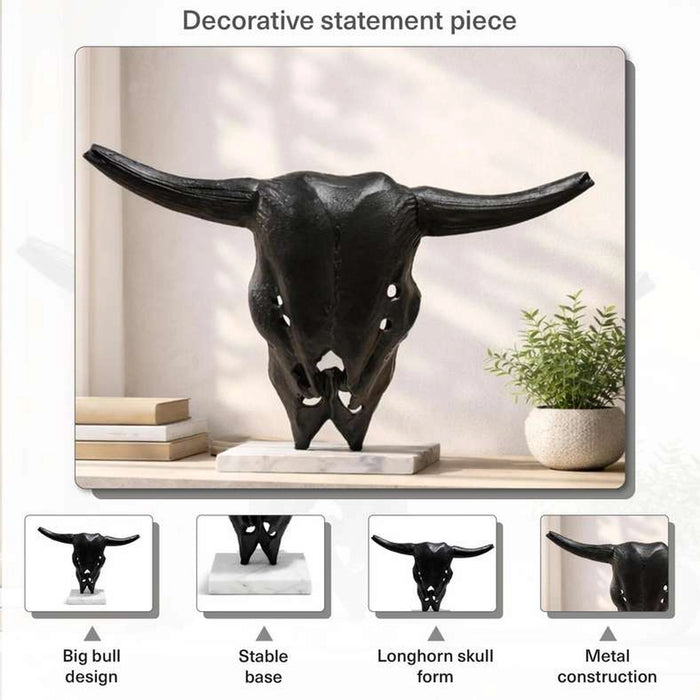Tyrion Metal Big Bull Sculpture 52X18X43Cm - Black
