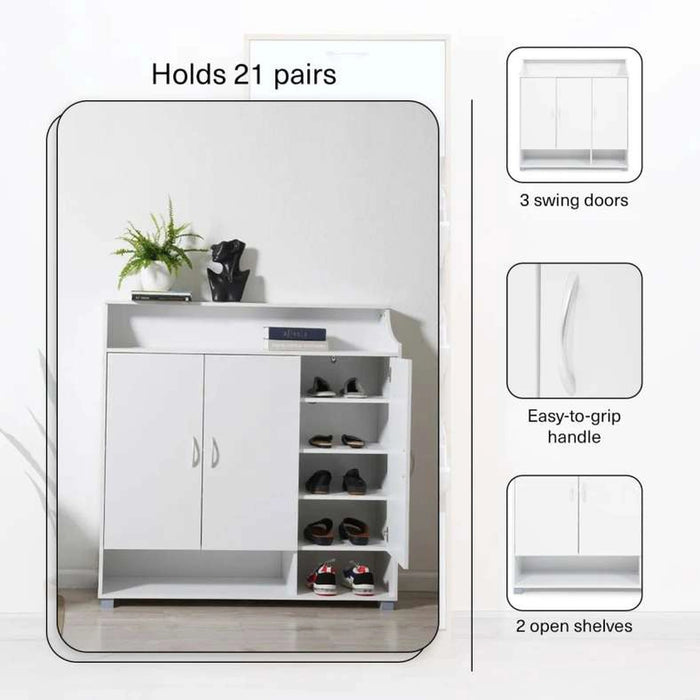 Ubesgoo Shoe Rack 21 Pairs - White