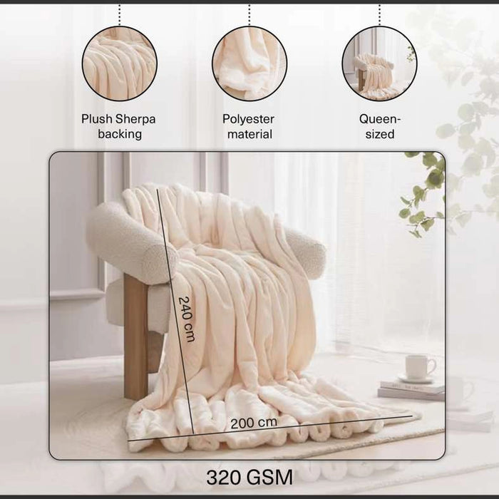 Ultra Cozy Sherpa Blanket 200X240Cm-Cream
