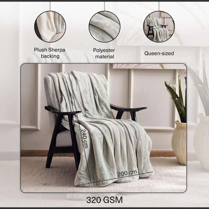 Ultra Cozy Sherpa Blanket 200X240Cm-Pale Aqua