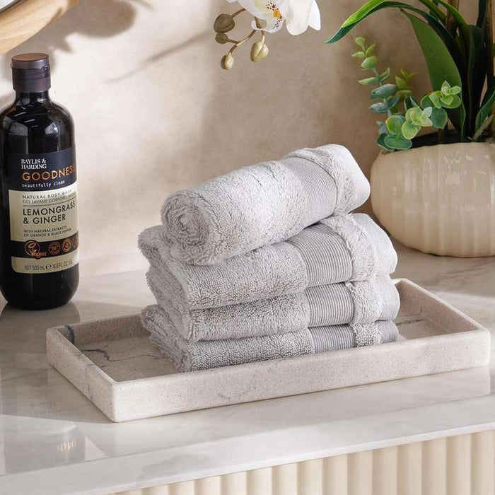 Ultra Luxe 780 Gsm Turkish Cotton 4Pk Fingertip Towel 30X30 Cm - Nickle