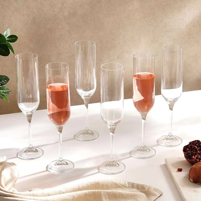 Umma 6-Piece Flute Crystal Glass Set 200Ml -Clear