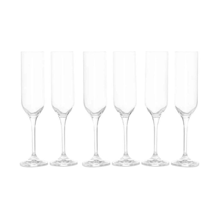 Umma 6-Piece Flute Crystal Glass Set 200Ml -Clear