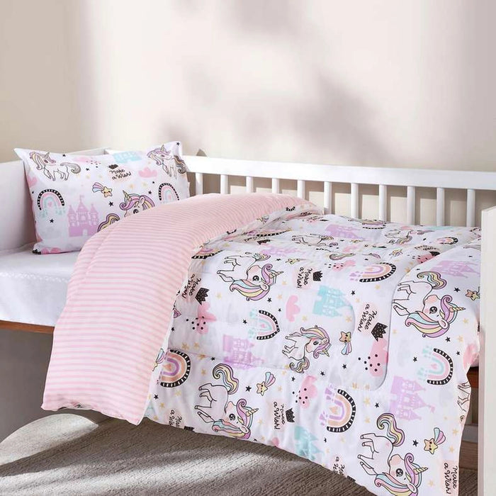 Unicorn 2-Piece Toddler Comforter Set 110X125Cm- Peach