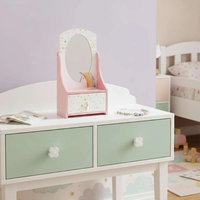 Unicorn Kids Jewellery Storage Box With Mirror-22X12X40Cm -Pink